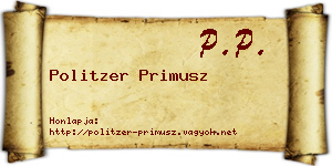 Politzer Primusz névjegykártya